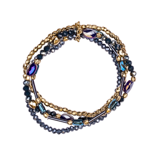 VENUS CRYSTAL ELASTICATED BRACELET - Gold & Blue