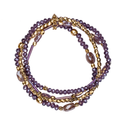 VENUS CRYSTAL ELASTICATED BRACELET - Gold & Amethyst