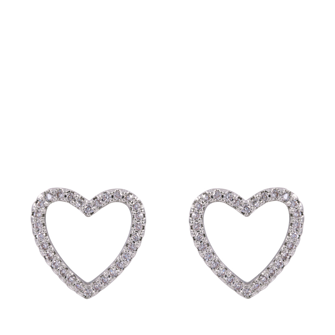 KEIRA WHITE GOLD PLATED HEART STUD EARRINGS