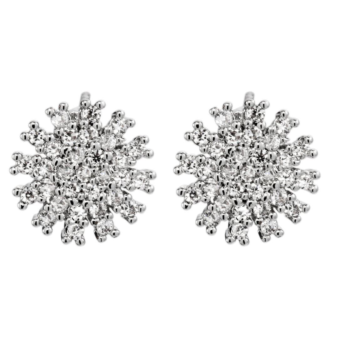 KEIRA WHITE GOLD PLATED CLUSTER STUD EARRINGS - White Gold & Clear