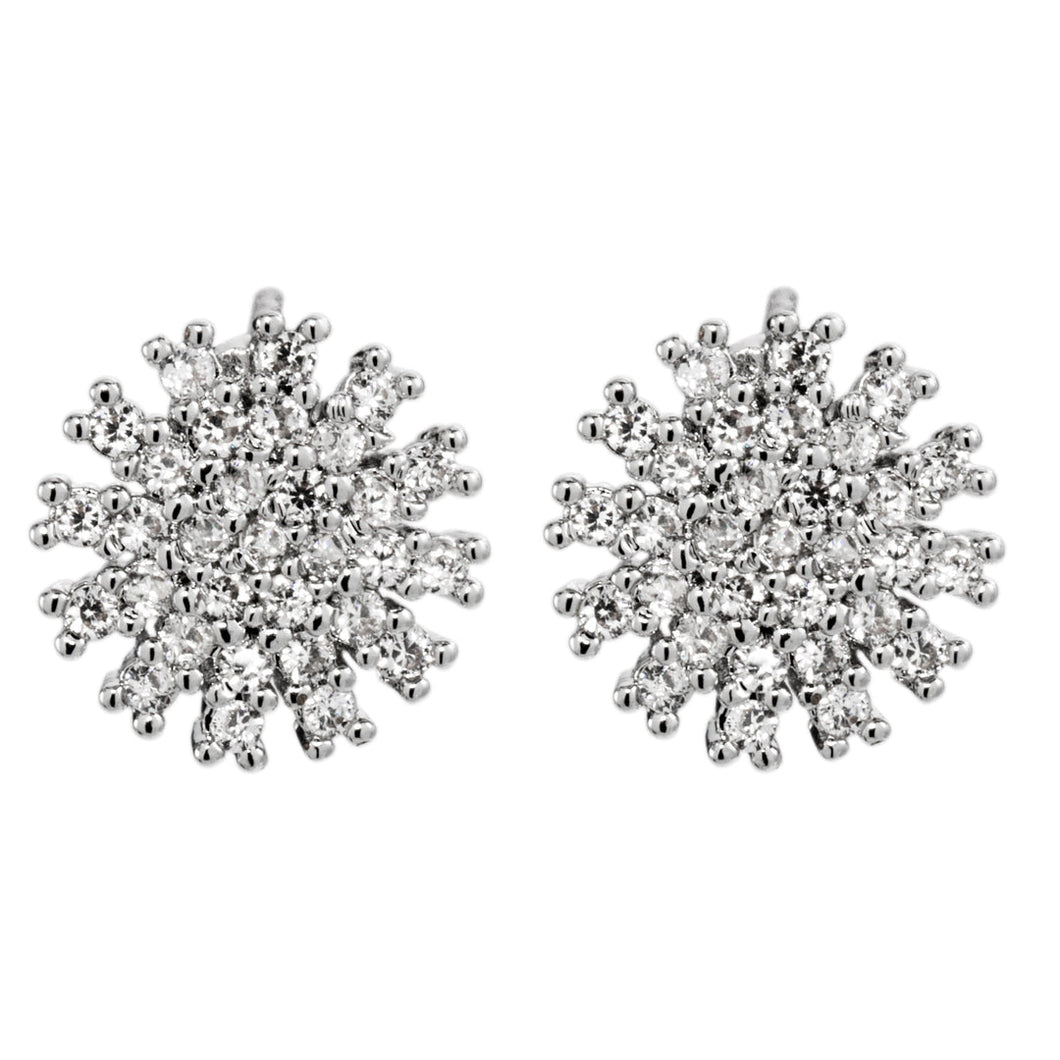 KEIRA WHITE GOLD PLATED CLUSTER STUD EARRINGS - White Gold & Clear