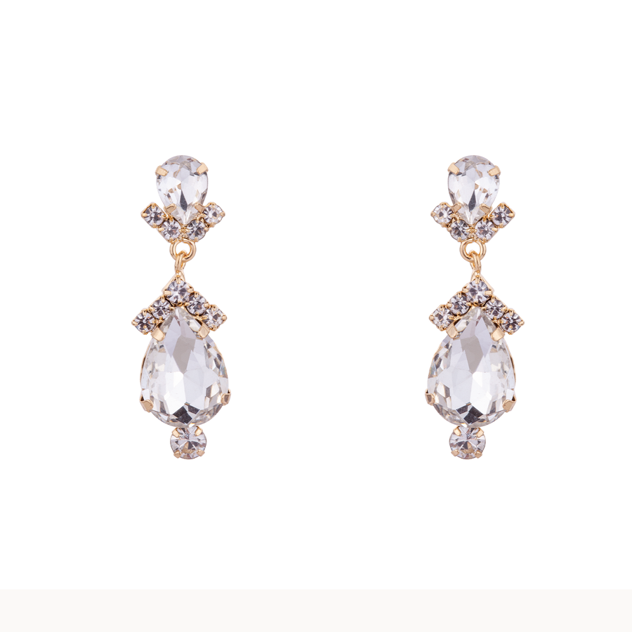 ZARA CRYSTAL EARRINGS - Gold & Clear