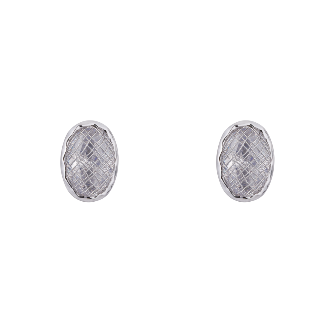 KYLIE STUD EARRINGS - Silver & Clear
