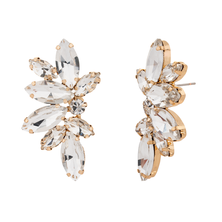 ELIZABETH CRYSTAL EARRINGS - Gold & Clear