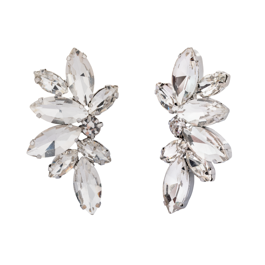 ELIZABETH CRYSTAL EARRINGS - Silver & Clear