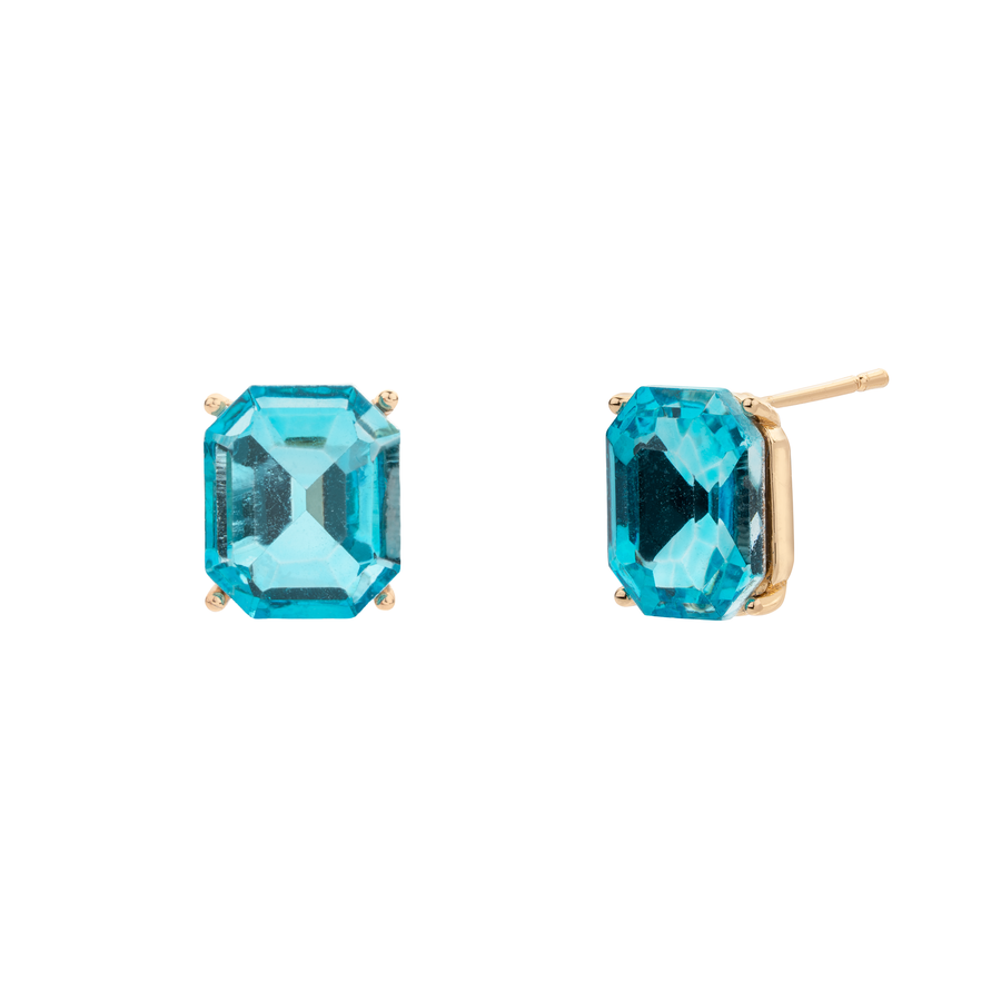 IRIS STUD EARRINGS - Gold & Aqua