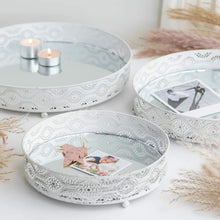 Load image into Gallery viewer, Shabby Chic White Mirrored Trays - Set of 3
