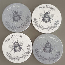Load image into Gallery viewer, Grey &amp; White Bee Coasters
