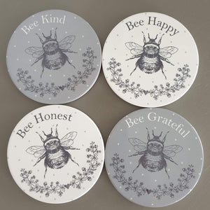 Grey & White Bee Coasters