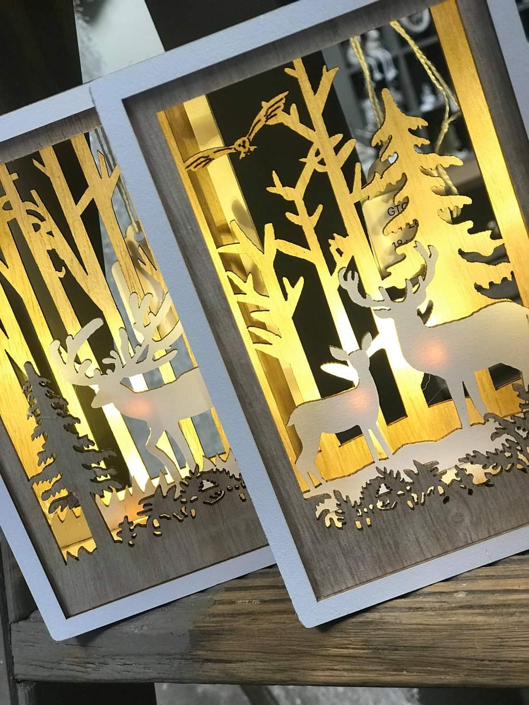 Woodland Stags Light Up Plaques