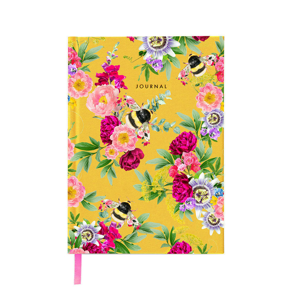 Mustard Bee A5 Fabric Journal