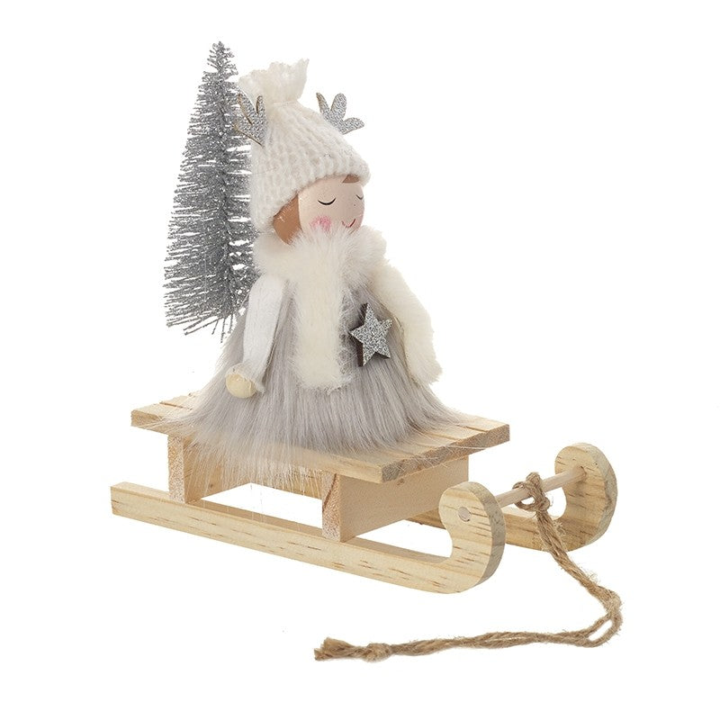 Girl On Sledge - Silver