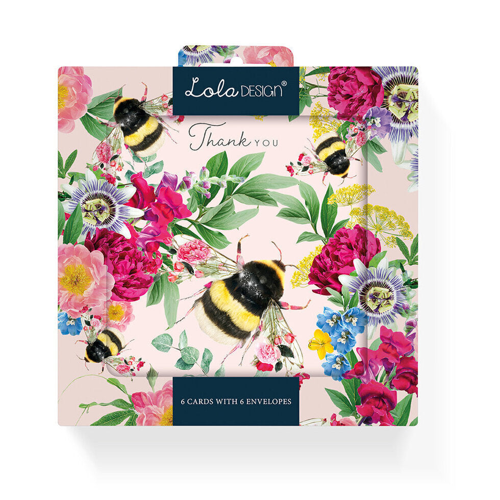 Pink Bee Thank You Card - Box Set of 6 Cards