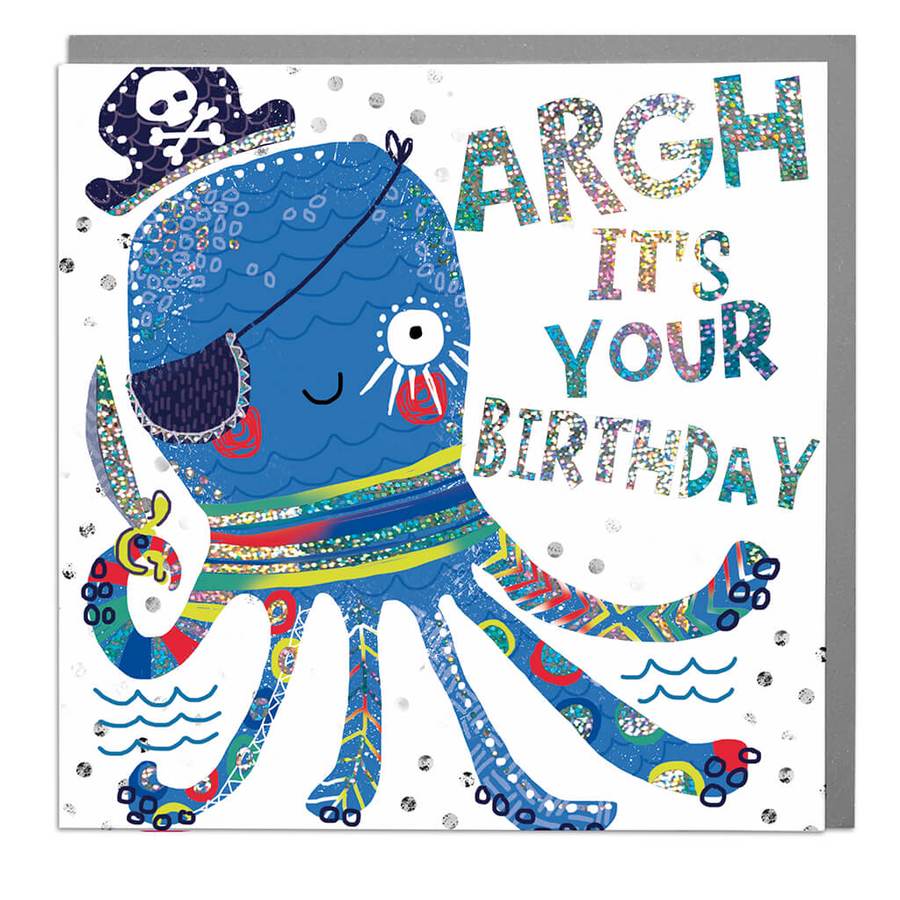 Octopus Happy Birthday Card .