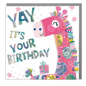 Giraffe Happy Birthday Card .