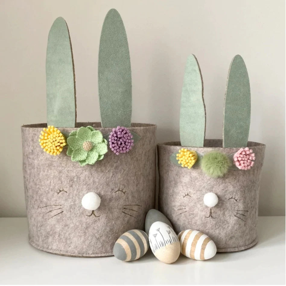 Felt Bunny Rabbit Baskets - Set of 2