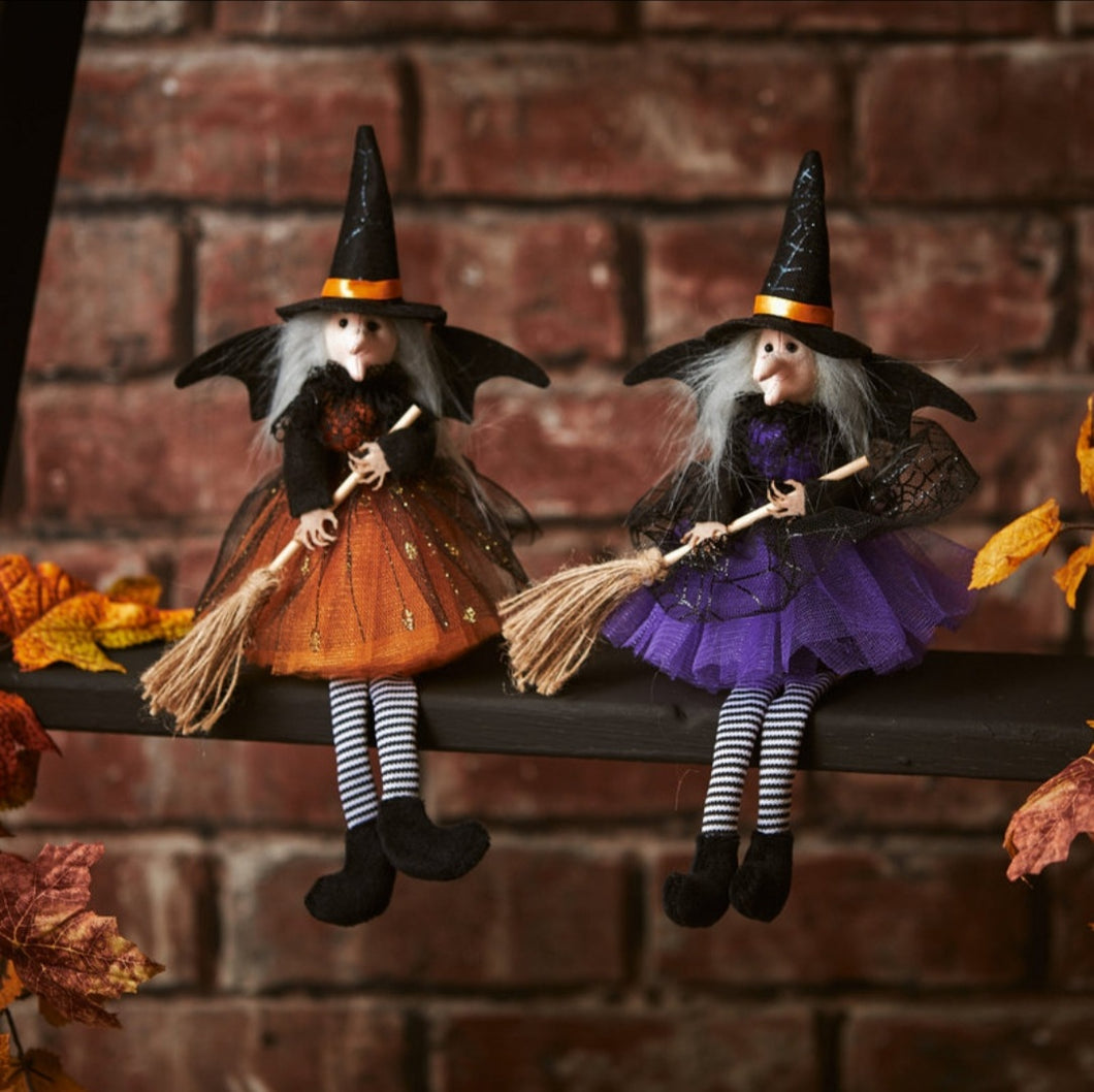 Witch With Broomstick - Shelf Sitter ..