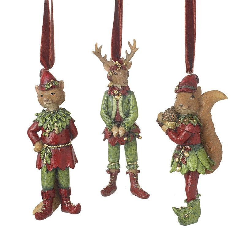 Forest Animals Dressed As Elves - Set of 3 .