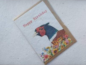 Happy Birthday - Pheasant - Plantable Seed Card .