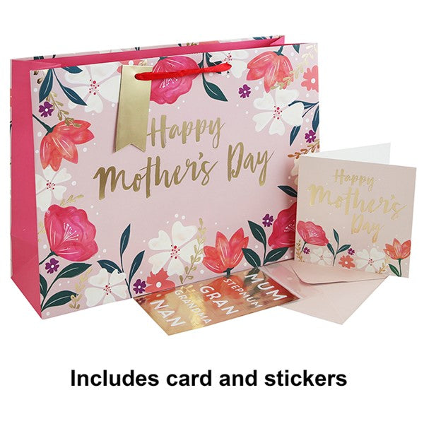 Mother's Day Gift Bag, Card & Stickers Set