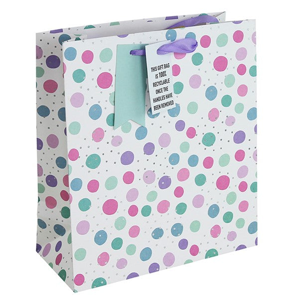 Gift Bag Pastel & Silver Spot - Medium