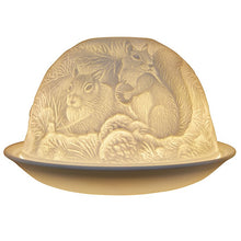 Load image into Gallery viewer, White Dome T-Light Holder - Squirrels
