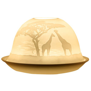 White Dome T-Light Holder - Giraffes