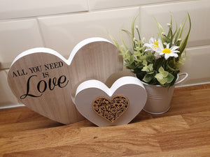 Wooden Heart Block - Large - Love