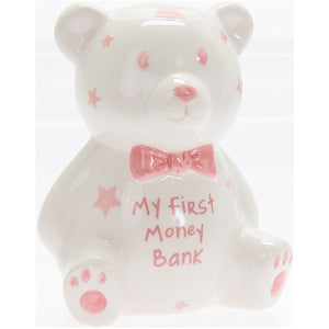 Baby's First Money Bank - Girl Pink Teddy