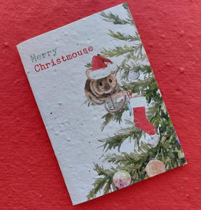 Christmas Mouse - Plantable Seed Card .