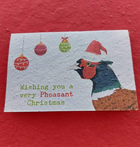 Christmas Pheasant - Plantable Seed Card .