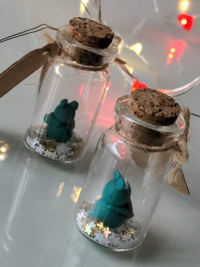 Frog With Heart In Glass Bottle